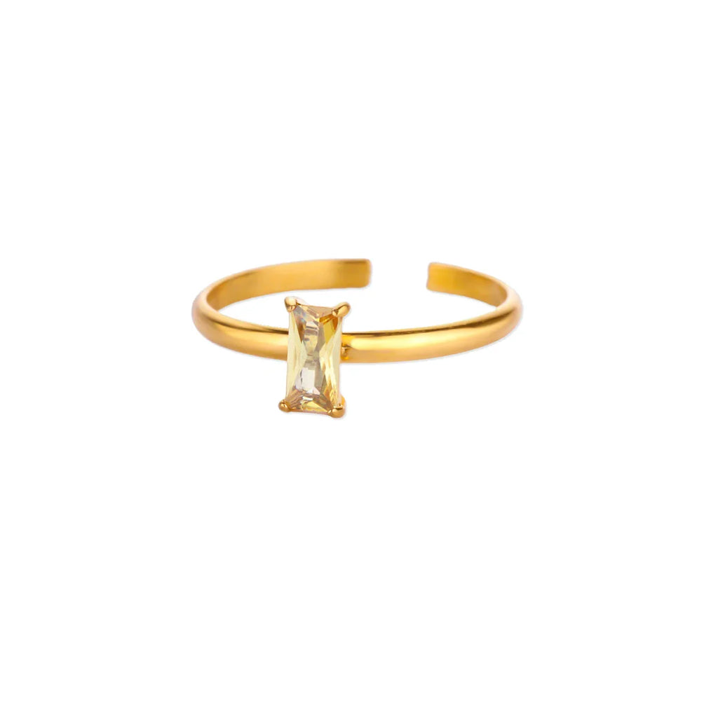 Bague ajustable avec pierre de naissance rectangulaire juin