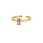 Bague ajustable avec pierre de naissance rectangulaire