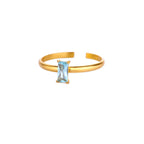 Bague ajustable avec pierre de naissance rectangulaire