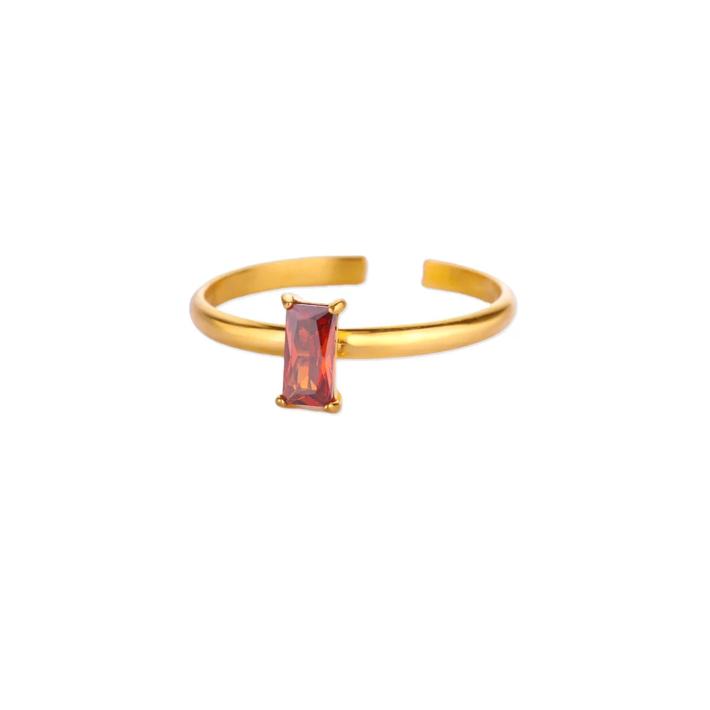 Bague ajustable avec pierre de naissance rectangulaire juillet