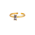 Bague ajustable avec pierre de naissance rectangulaire avril