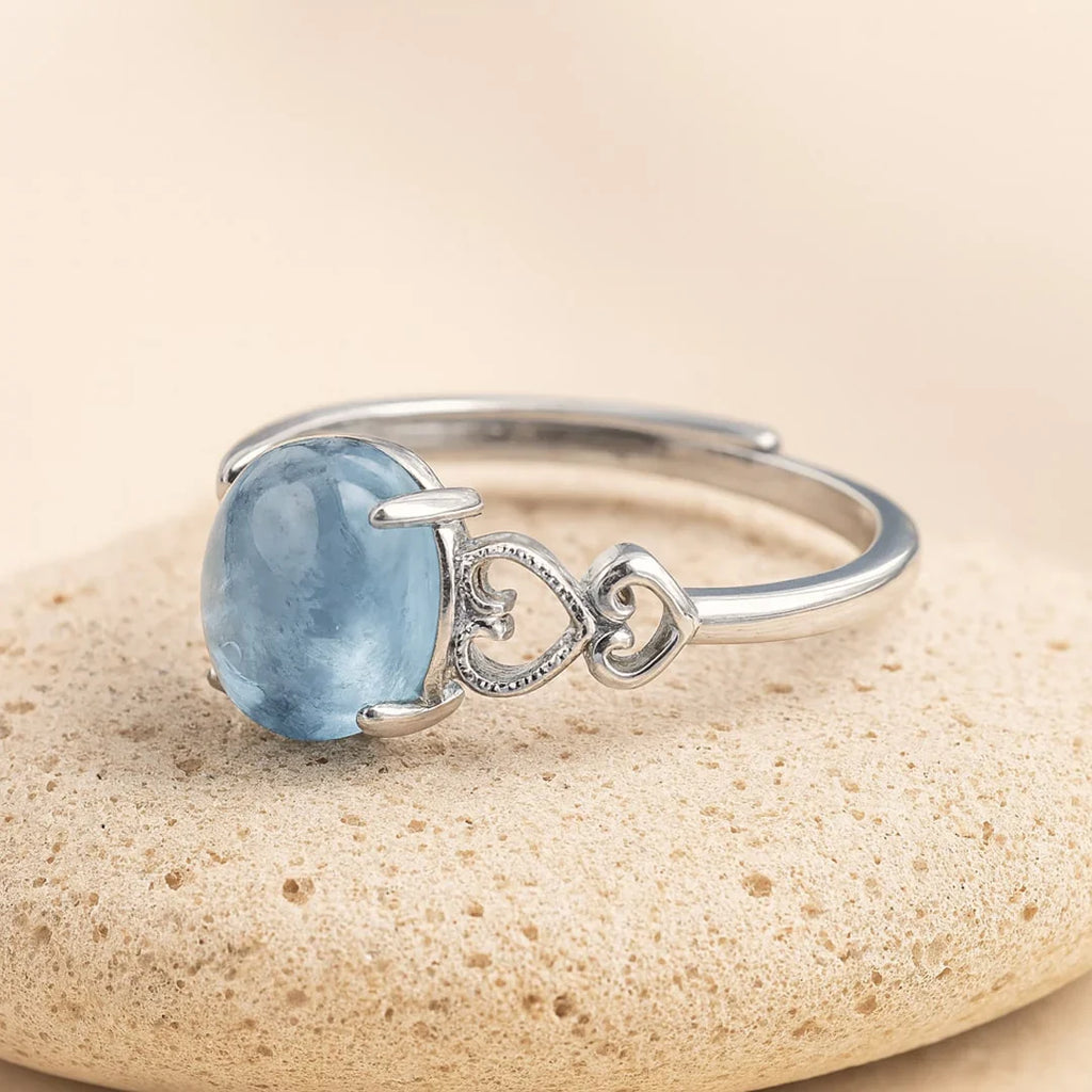 アクアマリンの調節可能リング「Cristal de Mer」 