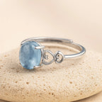 アクアマリンの調節可能リング「Cristal de Mer」 