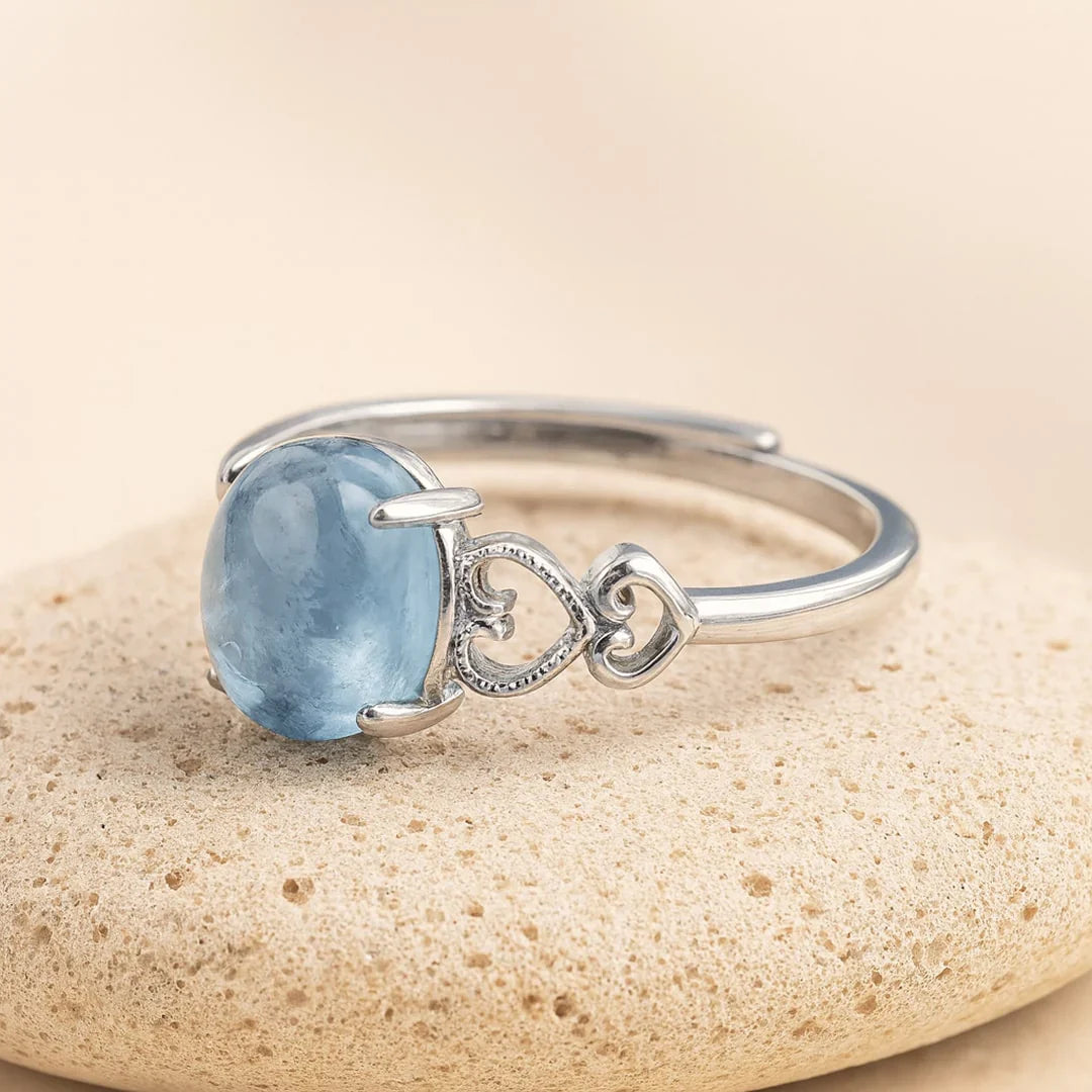 アクアマリンの調節可能リング「Cristal de Mer」 