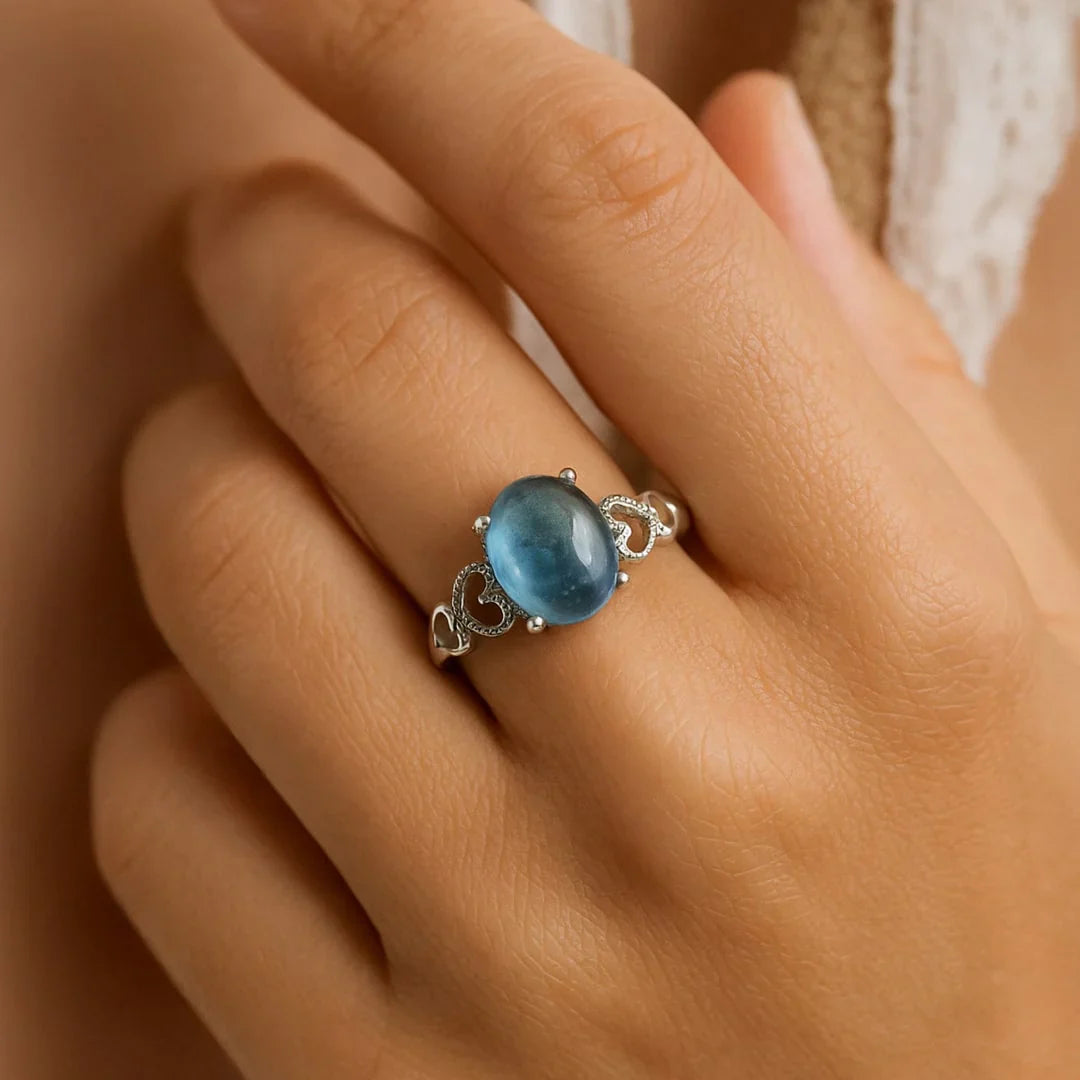 アクアマリンの調節可能リング「Cristal de Mer」 