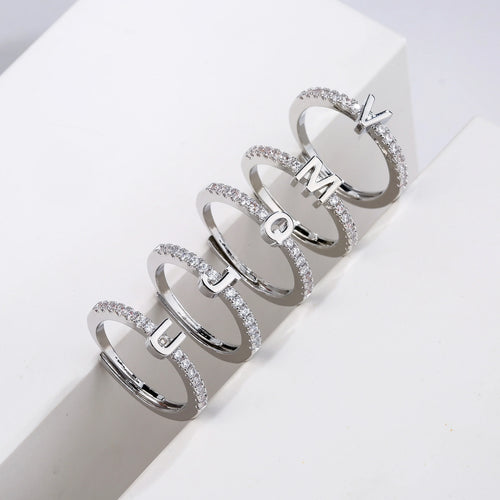Bague ajustable pour femme avec initiale - lettre