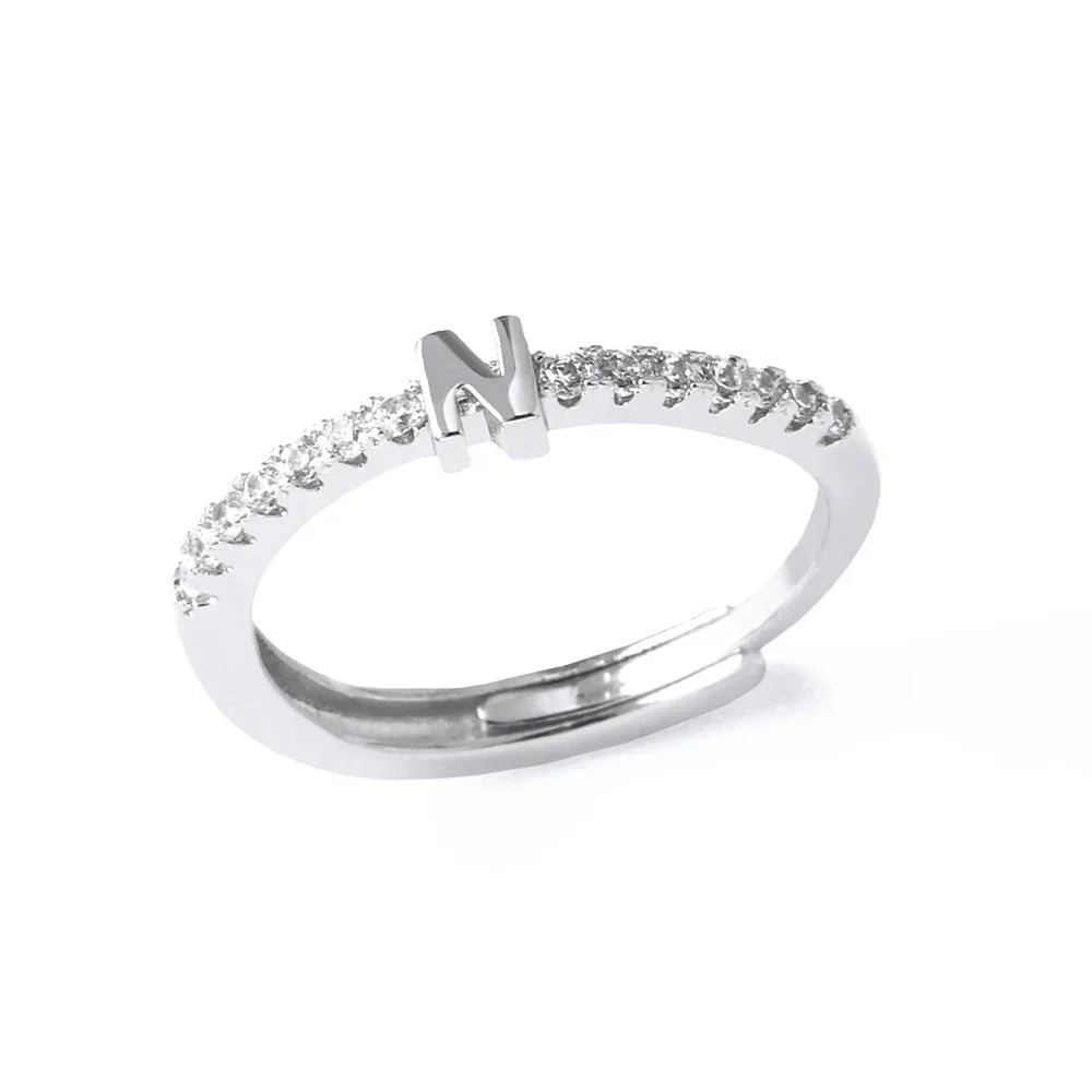 Bague ajustable pour femme avec initiale - lettre