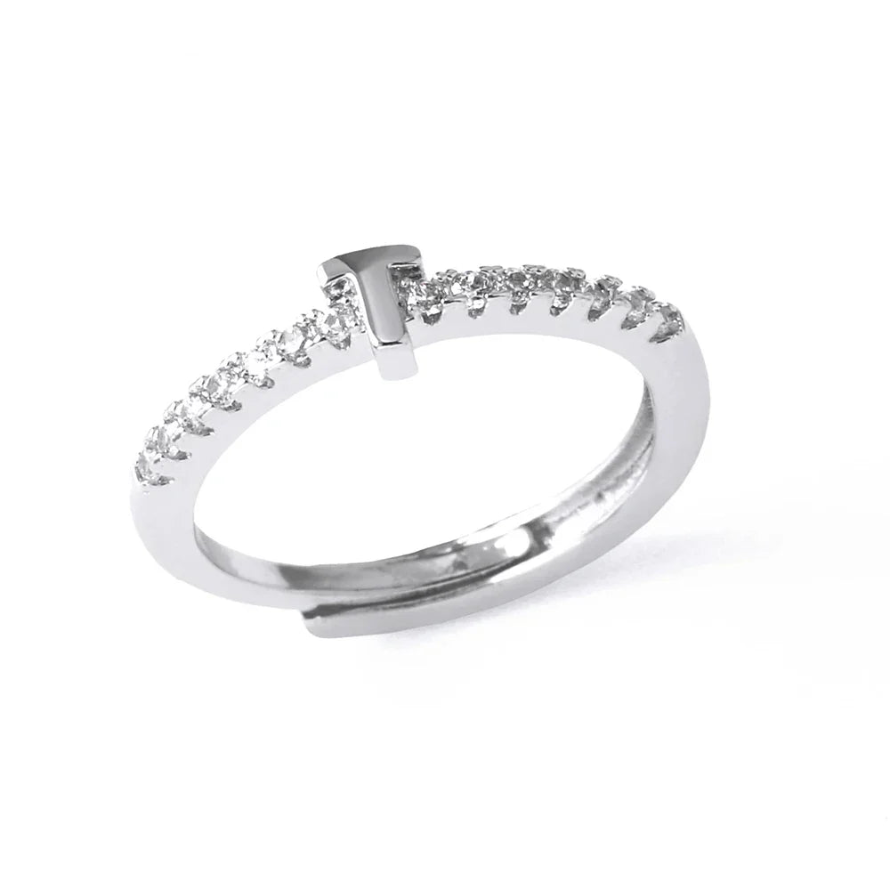 Bague ajustable pour femme avec initiale - lettre