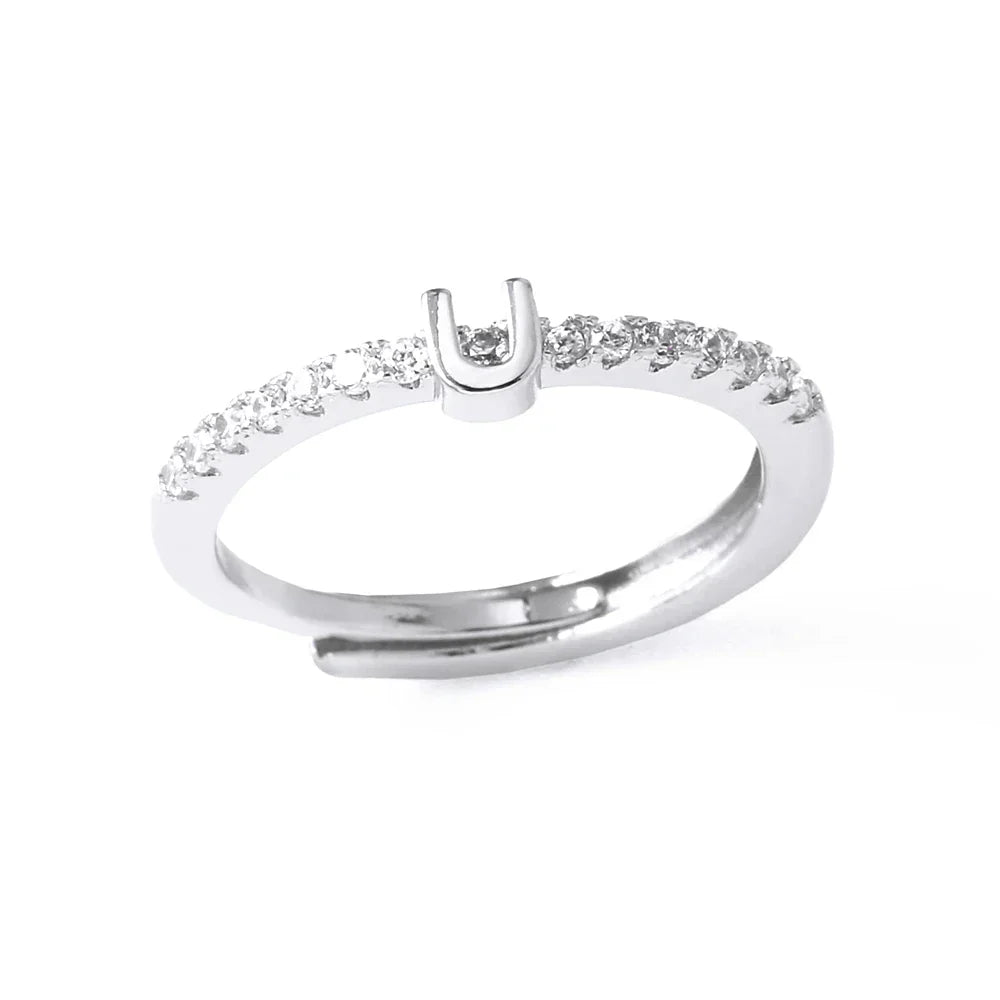 Bague ajustable pour femme avec initiale - lettre