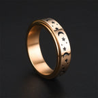 Bague Anneau Anti-Stress Tournant Etoiles et Lunes or rose