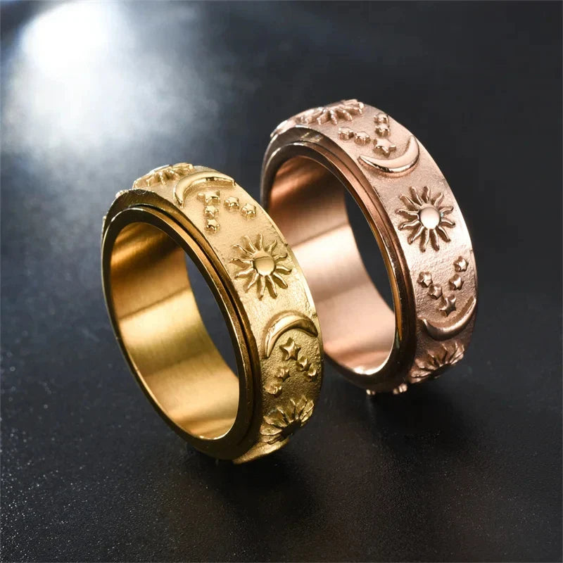 ムーン＆サン 回転式アンチストレス リング ピンクゴールド