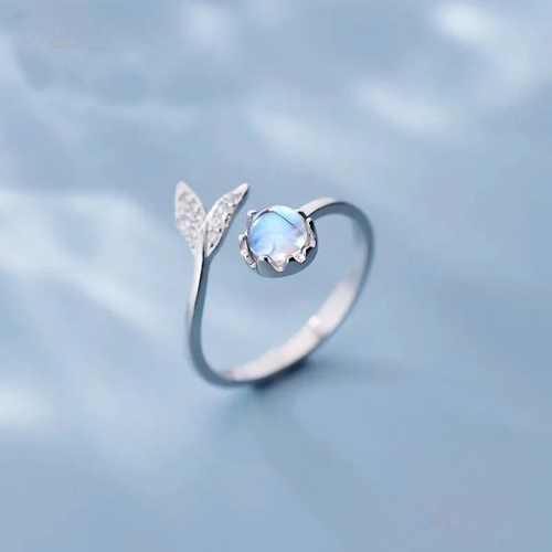 Bague Anneau Argenté Pierre de Lune