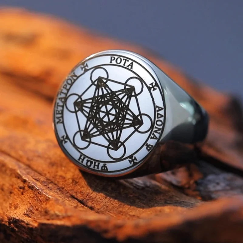 Bague Anneau Cube de Métatron argent b
