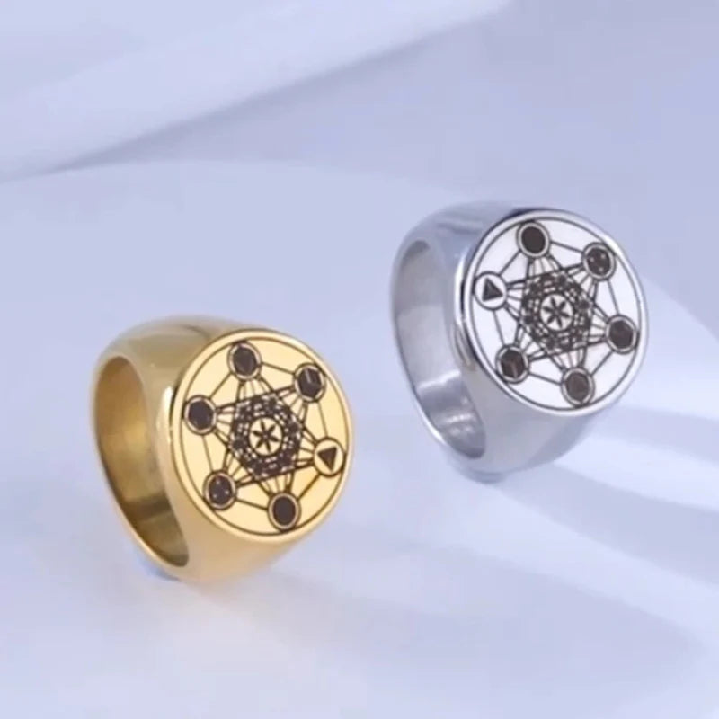 Bague Anneau Cube de Métatron or a
