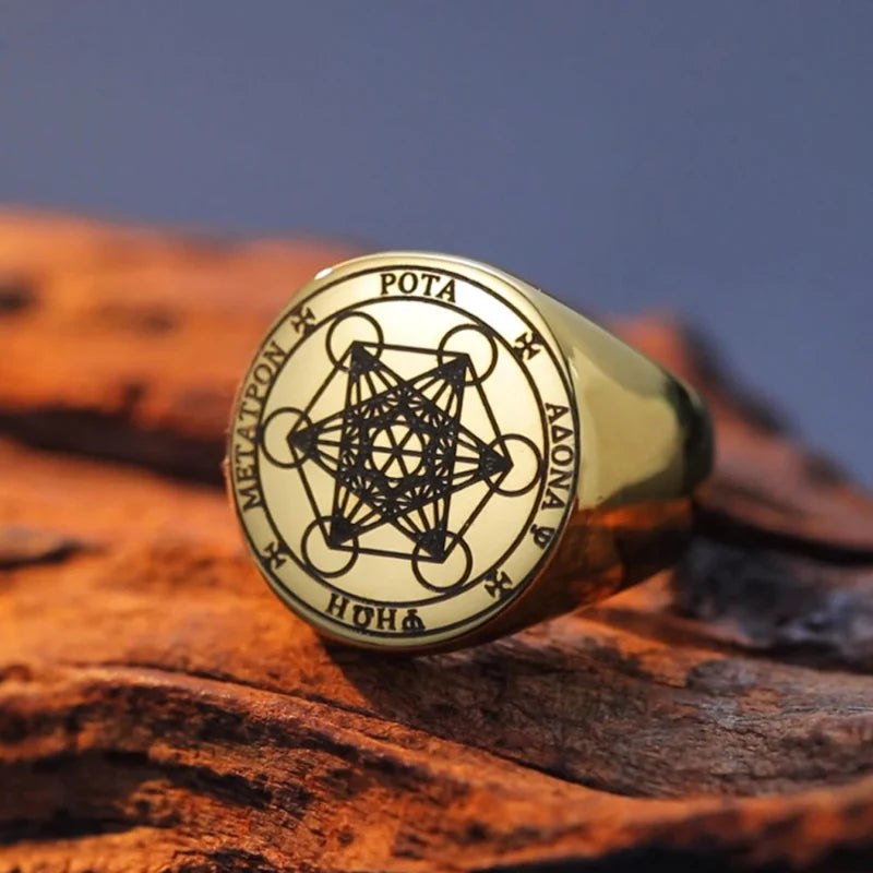 Bague Anneau Cube de Métatron or b