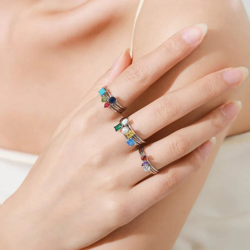 Bague Anneau en Zircon Coloré Pierre de Naissance