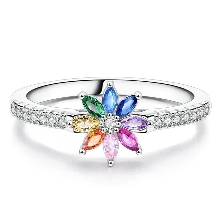 Bague arc-en-ciel fleur