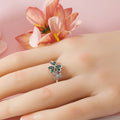Bague avec Coeurs en Zircon Vert Trèfle à 3 Feuilles