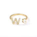 Bague avec initiale en strass pour femme - lettre
