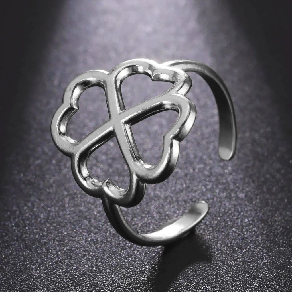 Bague avec Trèfle à 4 Feuilles pour Femme argent