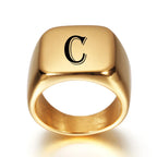 Bague large homme personnalisée avec initiale c