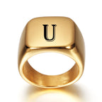 Bague large homme personnalisée avec initiale u