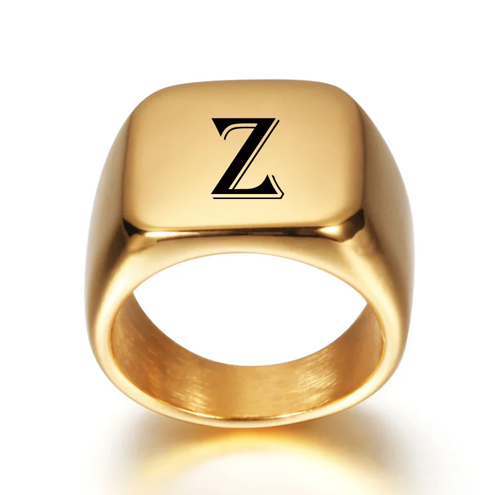 Bague large homme personnalisée avec initiale z