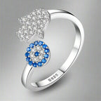 Bague Contre le Mauvais Oeil Bleu Grec Turc Matiasma Mataki en Argent