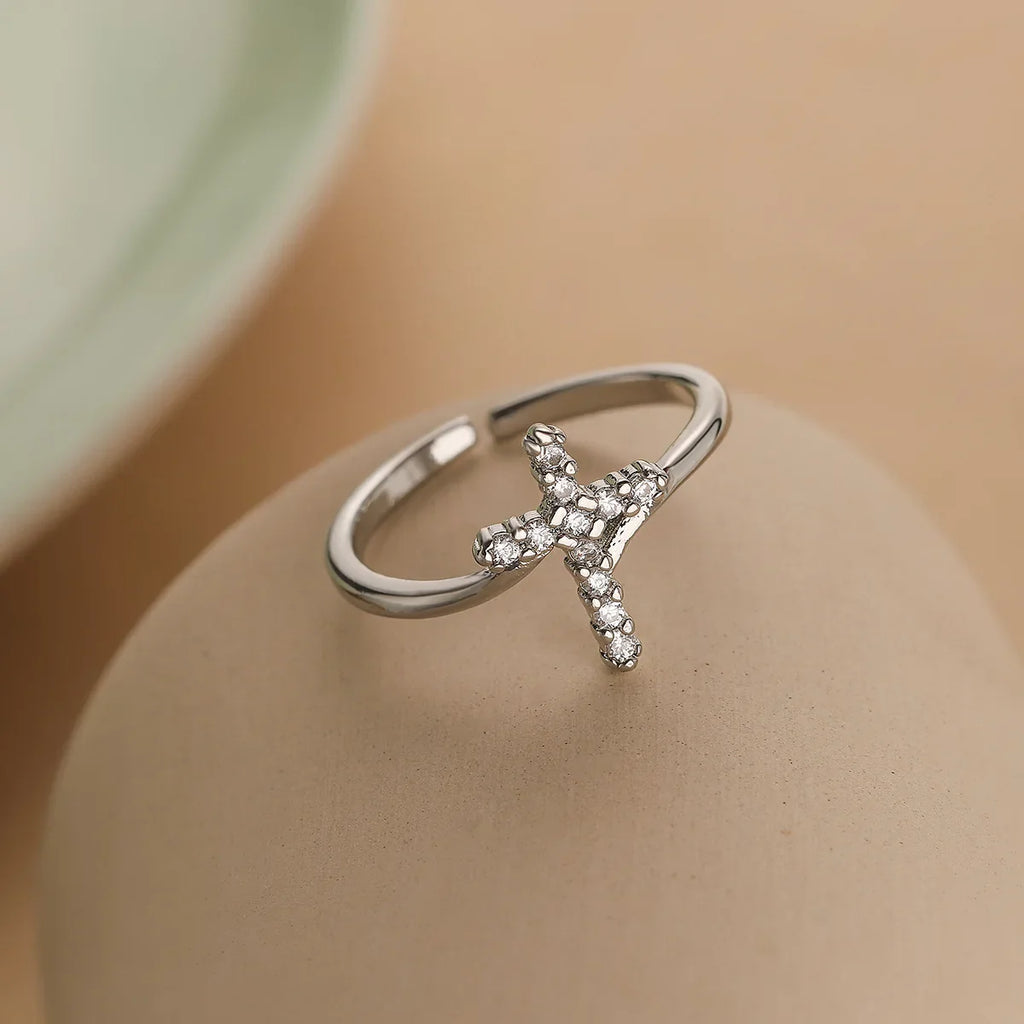 Bague Croix & Pierre Zircon Femme argent