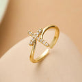 Bague Croix & Pierre Zircon Femme or