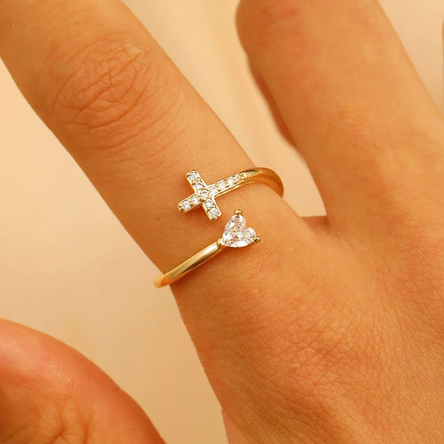 Bague Croix & Zircon Femme