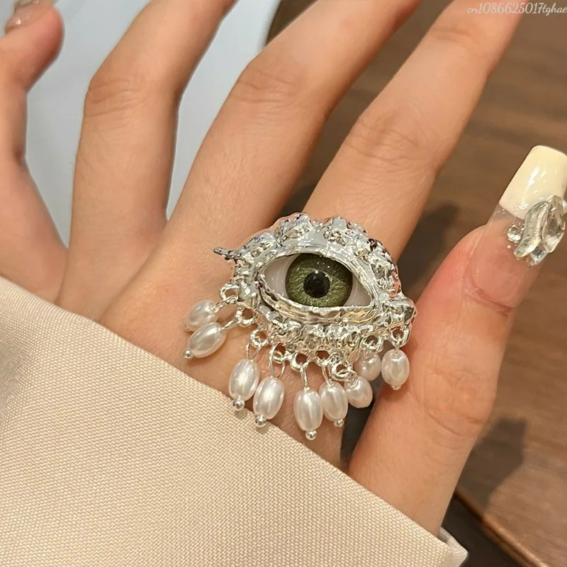 ブルーアイとパールのプロテクションリング シルバー
