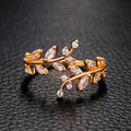 Bague Feuille de Laurier en Zircon Automnale or