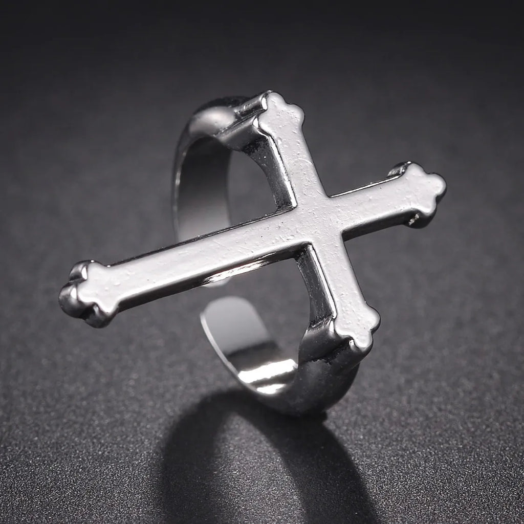 メンズリング　シグネットリング　キリスト教の十字架　シルバー