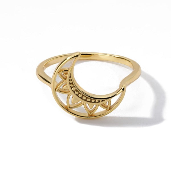 月 星 モチーフ レディースリング ゴールド