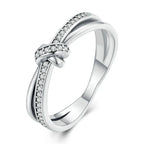 Bague noeud et strass argent