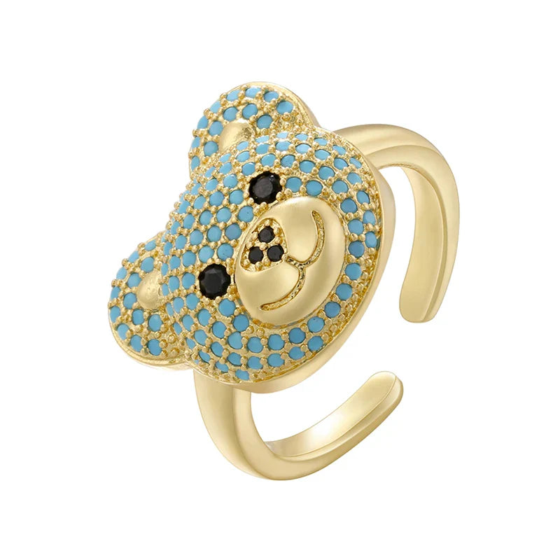 ベアストーンリング ゴールド＆ブルー
