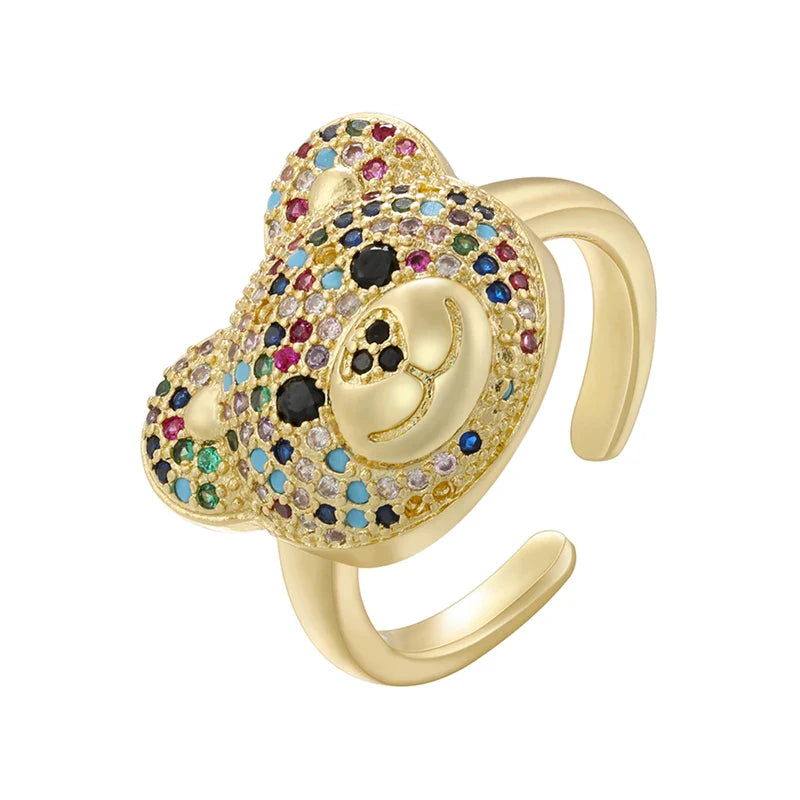 ベアストーンリング ゴールド＆マルチカラー