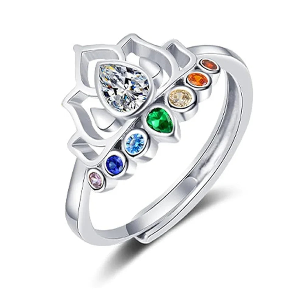 Bague Pierre 7 Chakras Fleur de Lotus