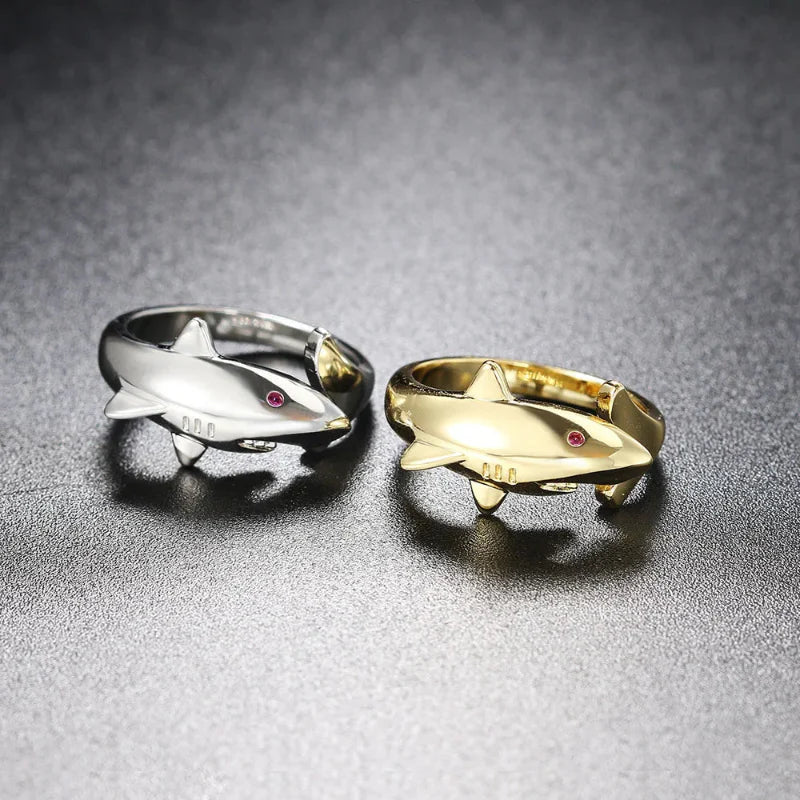 Bague Requin avec Zircon argent
