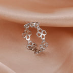 Bague Rétro avec Trèfles à 4 Feuilles pour Femme argent