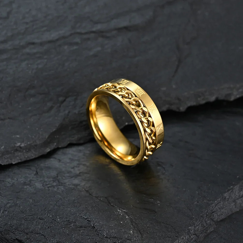 Bague Rotative Anti-Stress pour Homme or