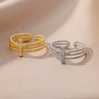 Bague Triple Croix Chrétienne Femme