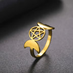 トリプルムーンの繊細なリング ウィッカン女性用 魔術 ゴールド A