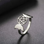 トリプルムーンの繊細なリング ウィッカン女性用 魔術 シルバー A