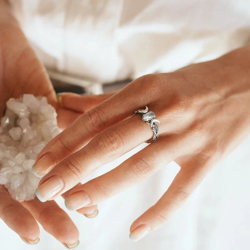 トリプルムーン ウィッカン レディースリング ストーン