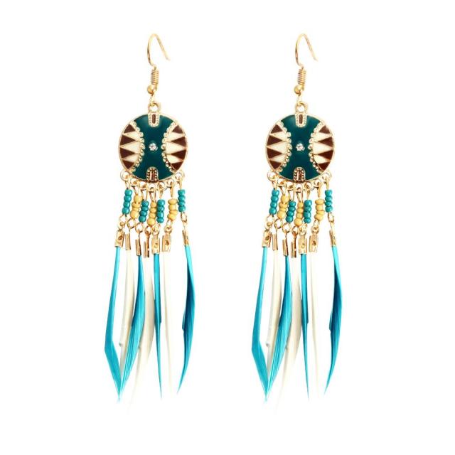 Boucle d'Oreille Ethnique Africaine bleu clair