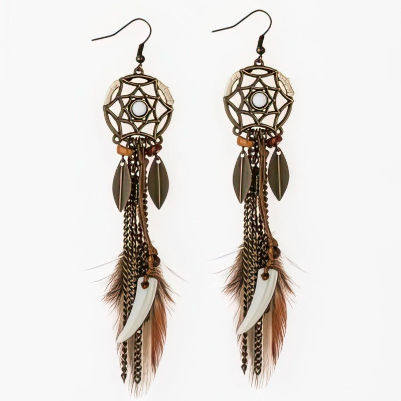 Boucles d'Oreille Attrape Rêve Plume