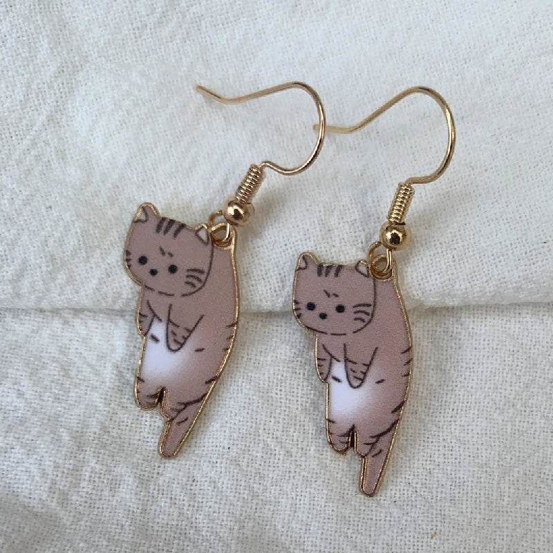 キュートな猫ピアス ブラウン