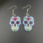 Boucles d'Oreille Tête de Mort Mexicaine bleu